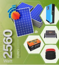 Solar Enerji Paketi 2,640 kW - Çamaşır Makinesi, TV, Normal Boy Buzdolabı, Lamba, Uydu, Ev Aletleri, Su pompası ve Şarj
