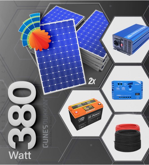 Solar Enerji Paketi 400 W - Mini Buzdolabı, Lamba, Şarj Aletleri, TV ve Uydu 