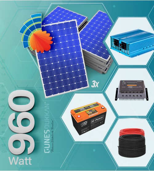 Solar Enerji Paketi 990 W - TV, Orta Boy Buzdolabı, Ev Aletleri, Lamba, Uydu ve Şarj Aletleri